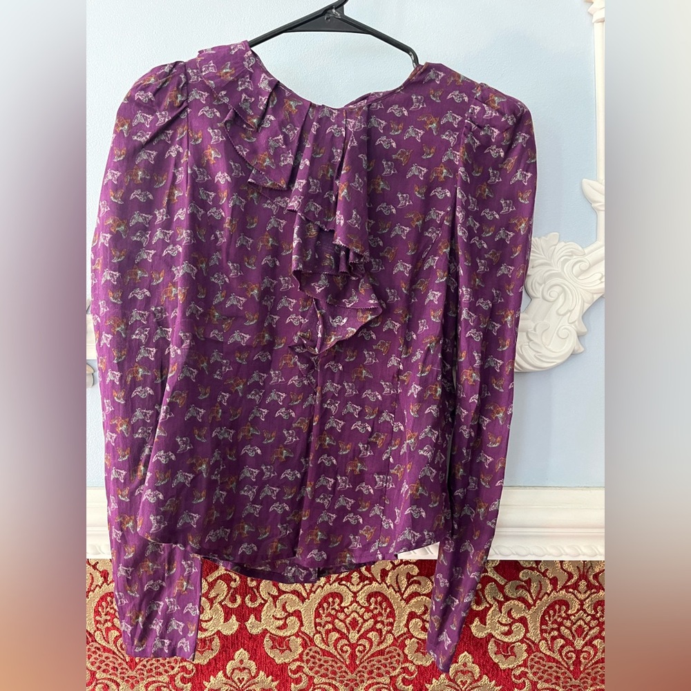 Structured Bird Print Top